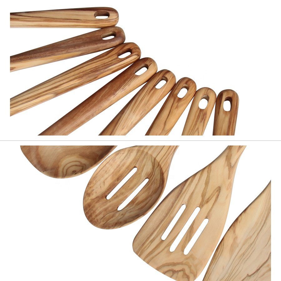 Luxury wood cooking kitchen tools & gadgets wooden spoon olive wood cooking utensils kitchen utensils set