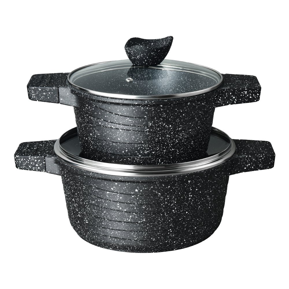 Kitchen 7pcs set Die Casting Kitchen Cookware Set Glass Cover 16cm Milk pot 20/24cm Soup Pot/24Frying Pan Pot Set