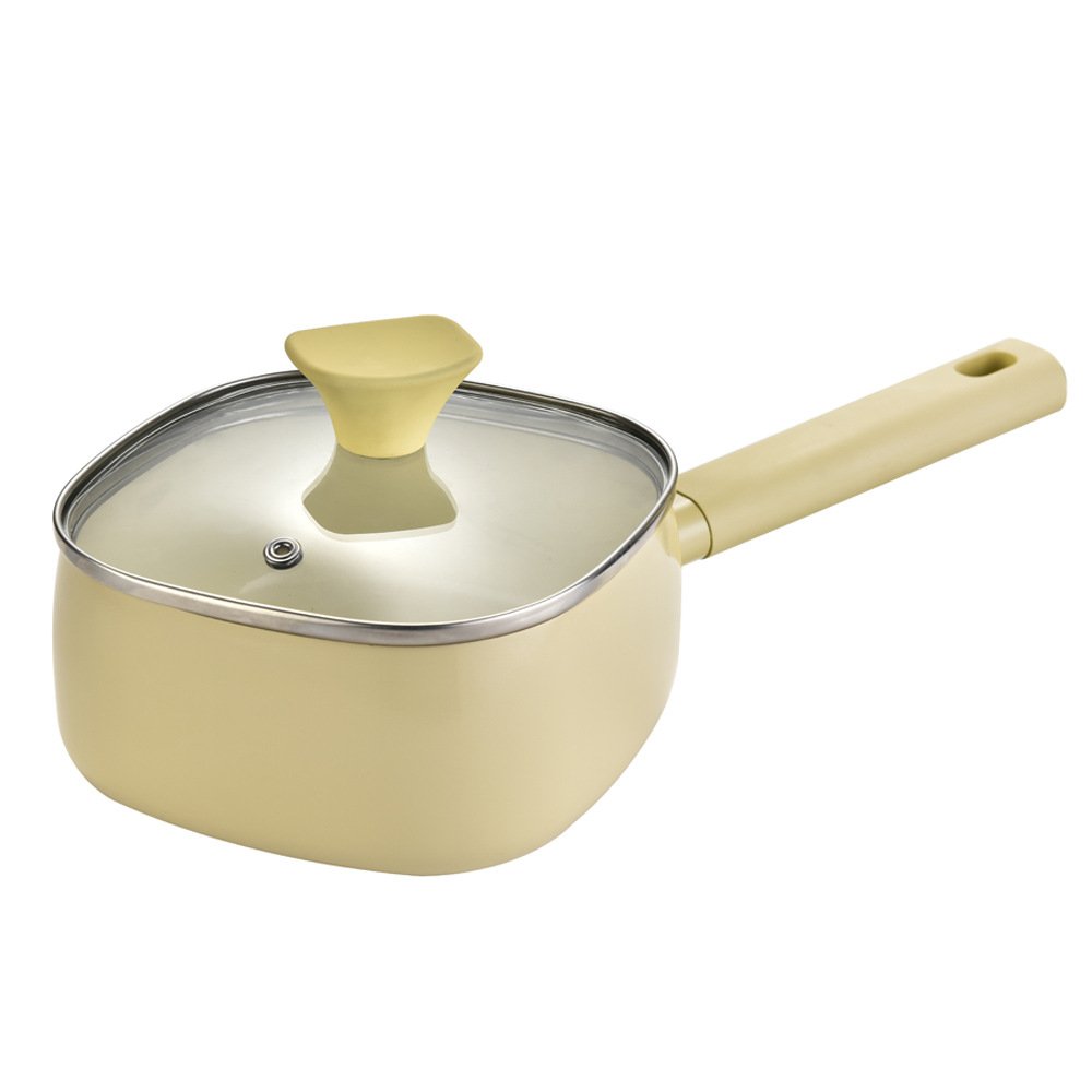 Soft Grip Healthy Ceramic Nonstick, 1QT and 2QT Saucepan Pot Set with Lids, Dishwasher Safe