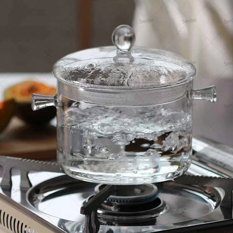 Large Capacity High Borosilicate Glassn Cooking Pot with Cover and Handle Cookware Sets