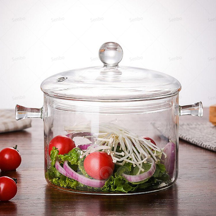 Large Capacity High Borosilicate Glassn Cooking Pot with Cover and Handle Cookware Sets