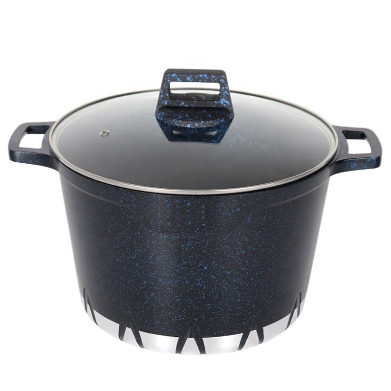 top seller expanding cookware 3pcs diecast aluminum nonstick marble coating cookware set casserole pot with steamer