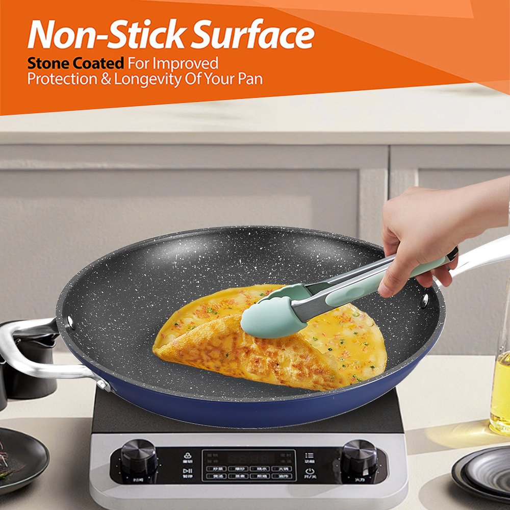 13.4 Inches Granite Cookware Set Steel Handle Frying Pan Non Stick Cooking Baking Pies