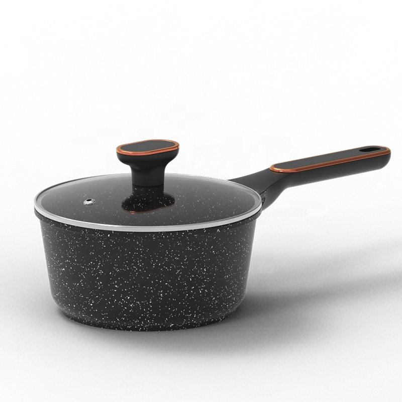 12pcs Black Marble Coating Cookware Set Best Selling Die Cast Aluminum Casseroles Pans Wok and Milk Pan
