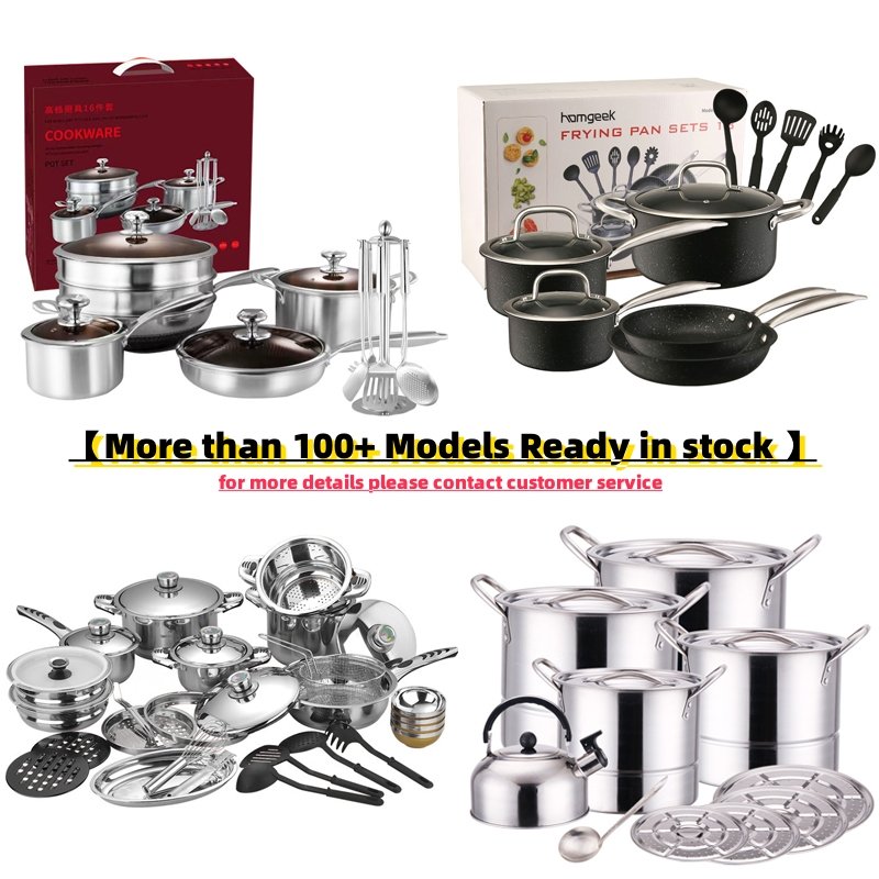 18pcs Outdoor camping stainless steel utensils soup fry pans product kitchen tools cooking pots sets cookware