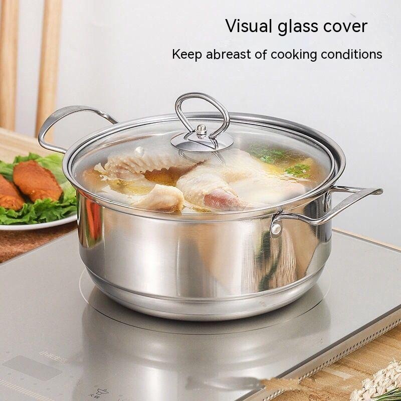 Factory Price Stainless Steel Flat Frying Pan Non Stick Cooking Pot Stainless Steel Cookware Set
