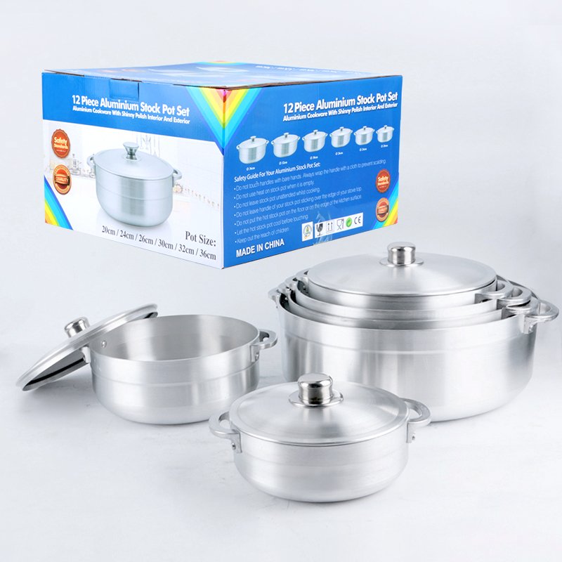 Factory Wholesale Aluminum Cookware Set 6 Pieces Cooking Pot Set Home Kitchen Cookware Aluminum