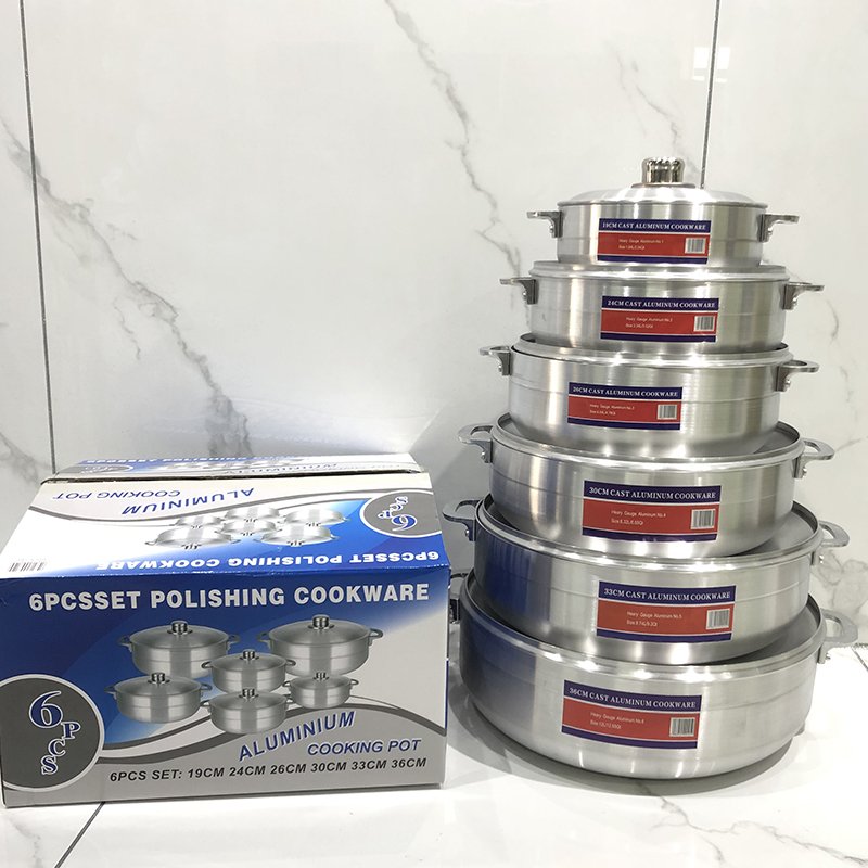 Factory Wholesale Aluminum Cookware Set 6 Pieces Cooking Pot Set Home Kitchen Cookware Aluminum