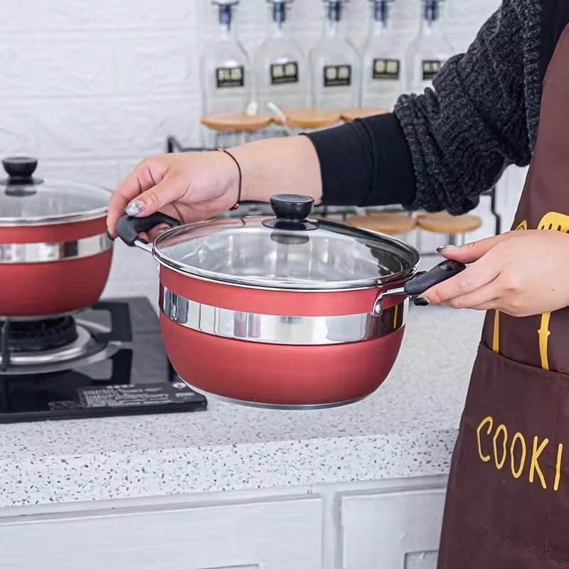 12PCS Stainless Steel Pots Set Cooking Double Bottom Cookware Glam Granite Cookware Set