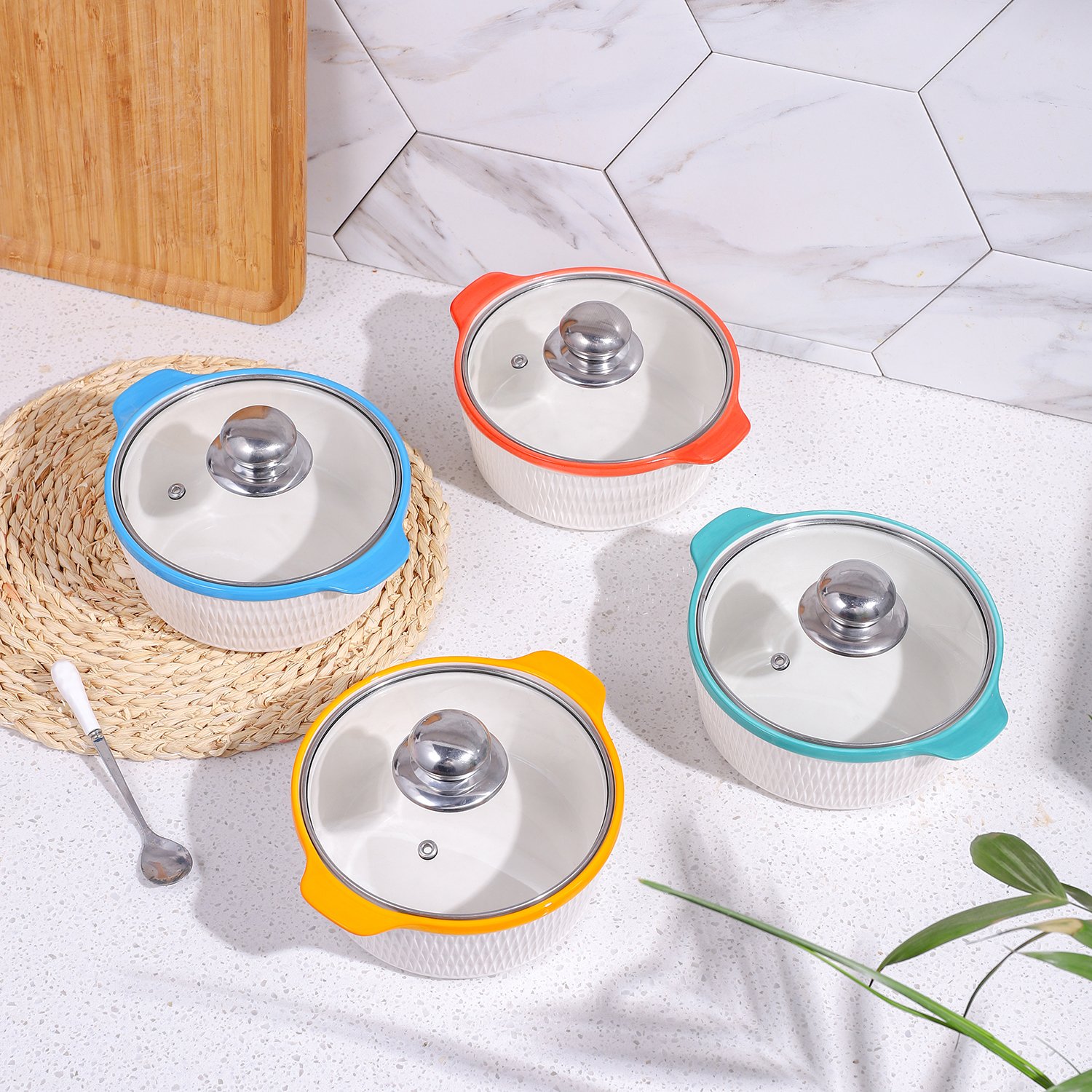 Wholesale restaurant cheap kitchen cookware set custom different size ceramic cooking pots