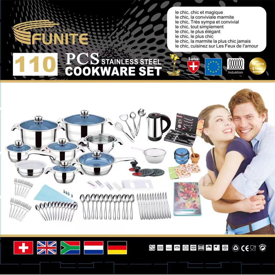 Europe Wholesale Stainless Steel 100PCS/110PCS/120PCS Cookware Sets Thickened Sets Pots & Pans Pot Set Cookware Set Cooking
