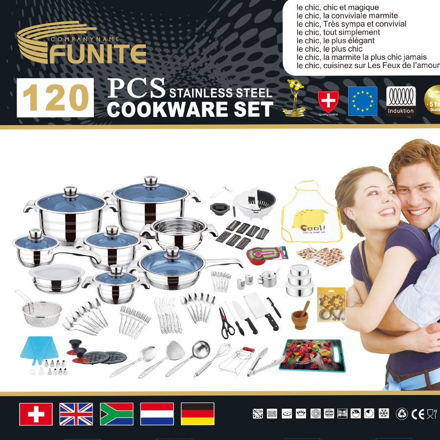 Europe Wholesale Stainless Steel 100PCS/110PCS/120PCS Cookware Sets Thickened Sets Pots & Pans Pot Set Cookware Set Cooking