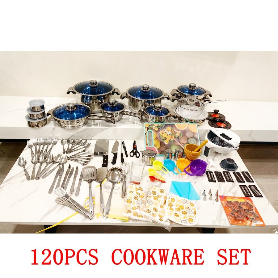 Europe Wholesale Stainless Steel 100PCS/110PCS/120PCS Cookware Sets Thickened Sets Pots & Pans Pot Set Cookware Set Cooking