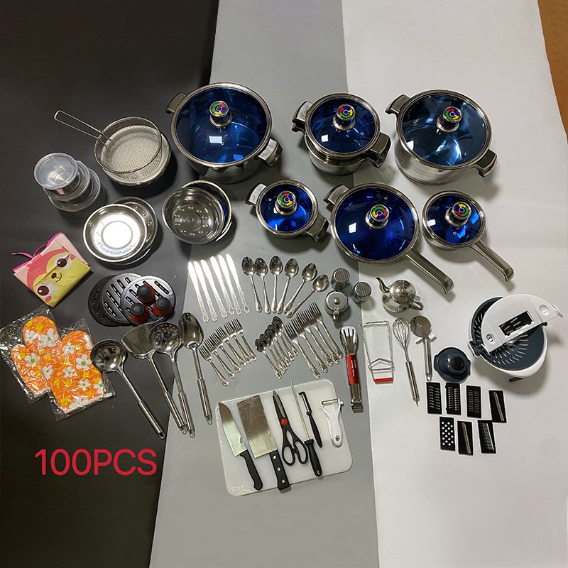 Europe Wholesale Stainless Steel 100PCS/110PCS/120PCS Cookware Sets Thickened Sets Pots & Pans Pot Set Cookware Set Cooking