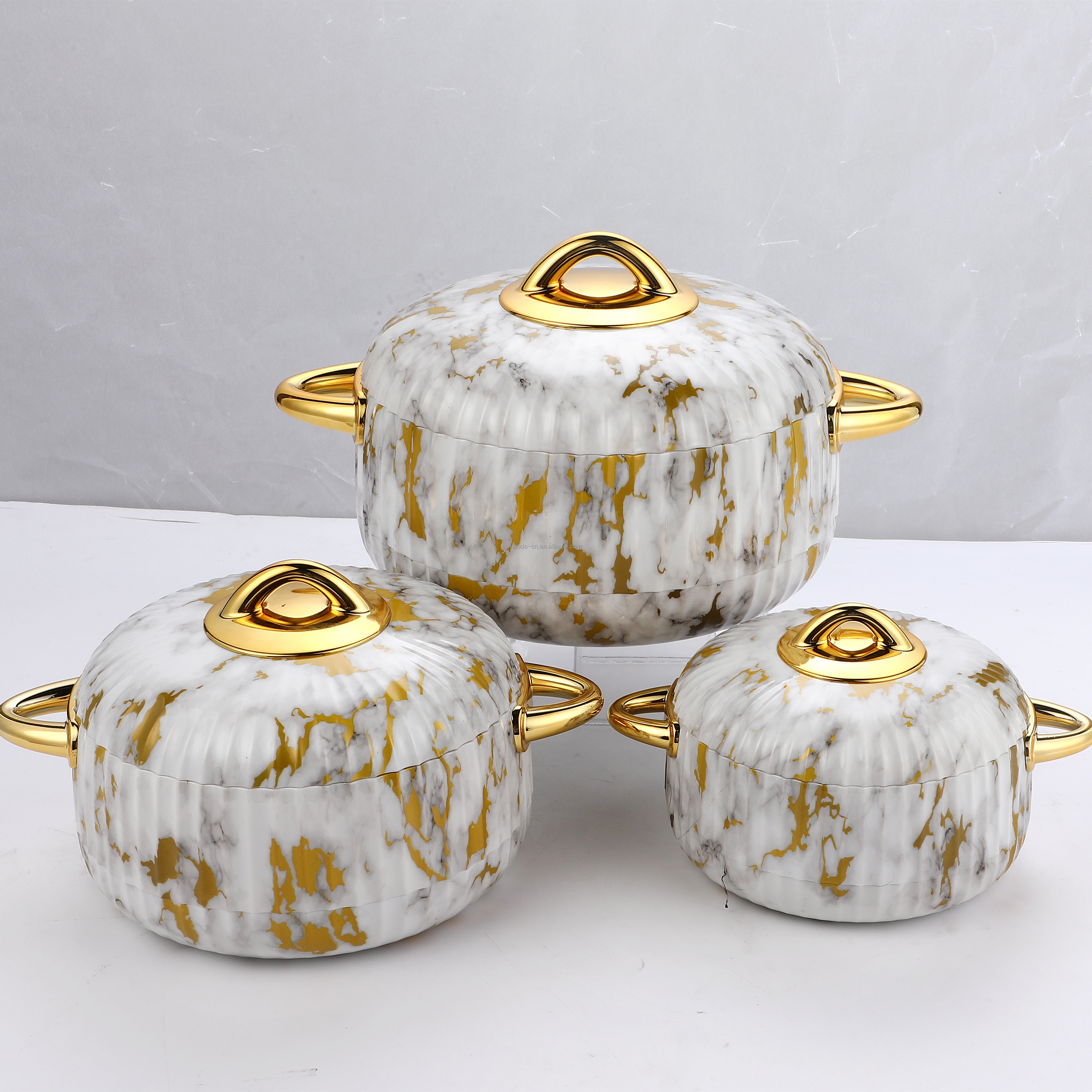 African India Middle East Style Stainless Steel Insulated ABS Thermal Hot Pot Food Warmers Plastic Casserole Set