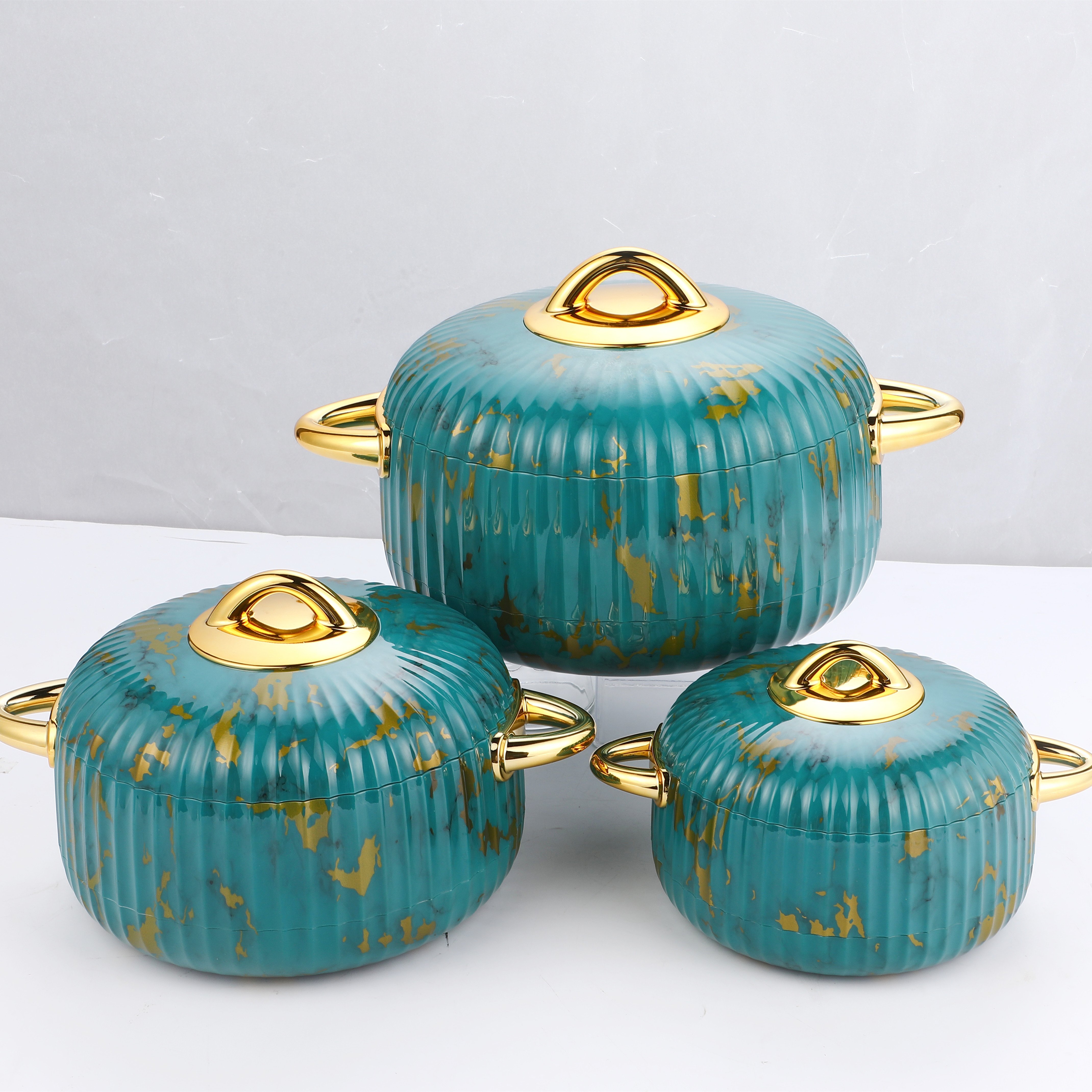 African India Middle East Style Stainless Steel Insulated ABS Thermal Hot Pot Food Warmers Plastic Casserole Set