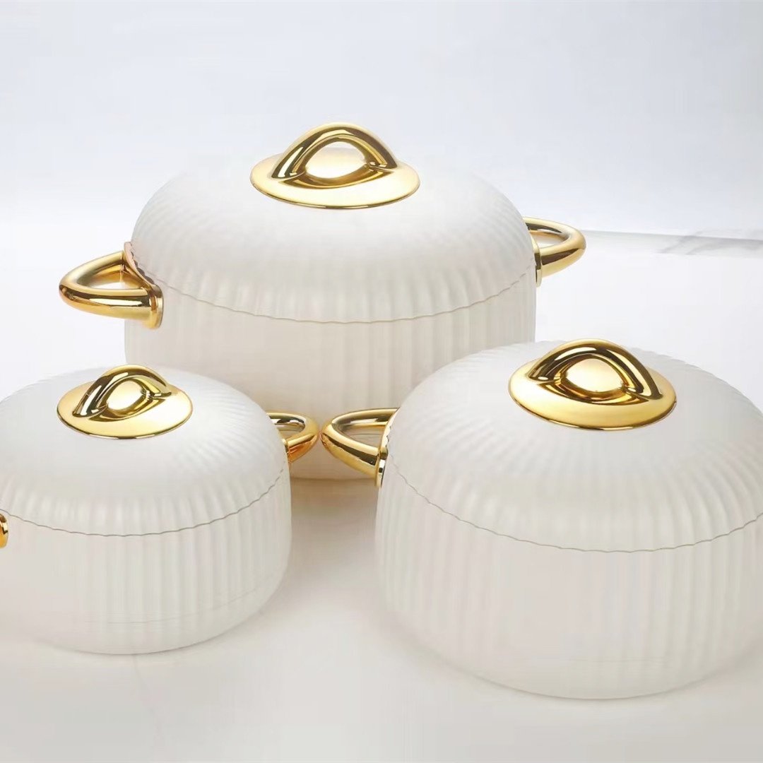 African India Middle East Style Stainless Steel Insulated ABS Thermal Hot Pot Food Warmers Plastic Casserole Set