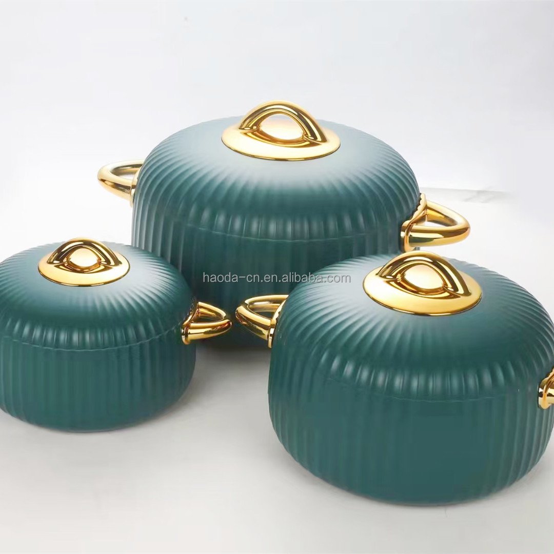 African India Middle East Style Stainless Steel Insulated ABS Thermal Hot Pot Food Warmers Plastic Casserole Set