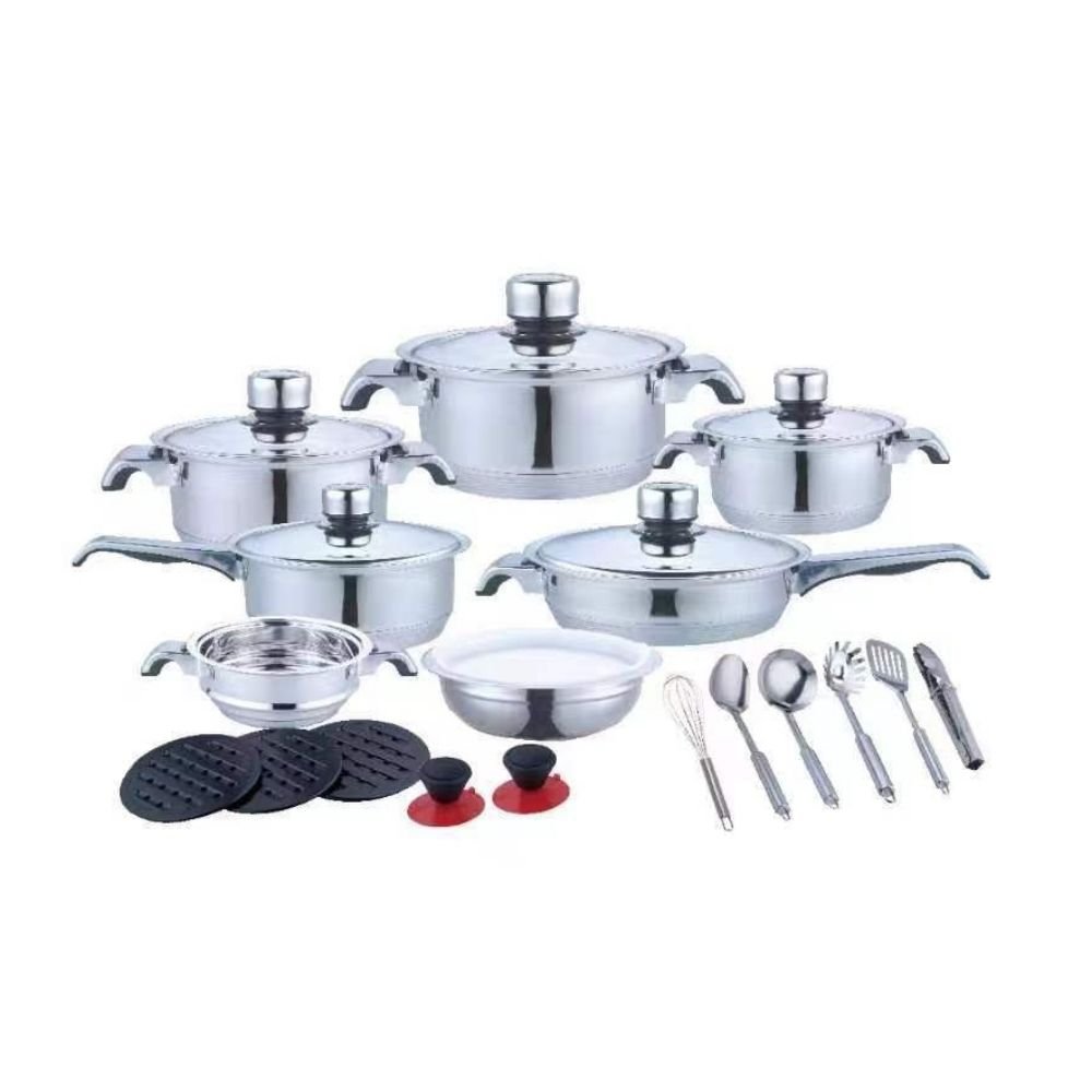24-Piece Stainless Steel Cookware Set Non-Stick New Design Pots and Pans with Removable Handle Metal Cooker