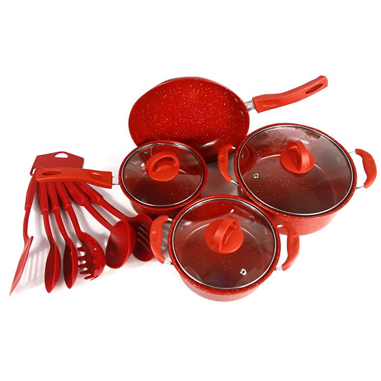 Non Stick Coated Cook Kitchenware Cooking Pot Marble Cookware Set