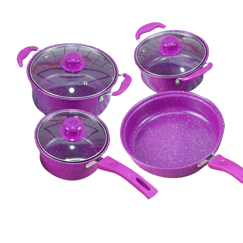Non Stick Coated Cook Kitchenware Cooking Pot Marble Cookware Set