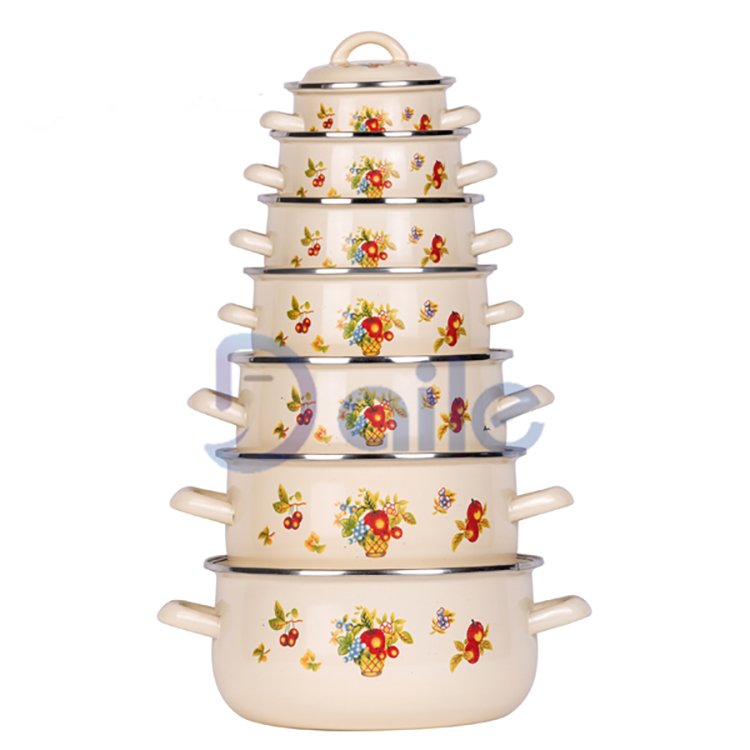 Enamel pot casseroles home kitchen cookware antiaanbaklaag kookgerei enamel casseroles set