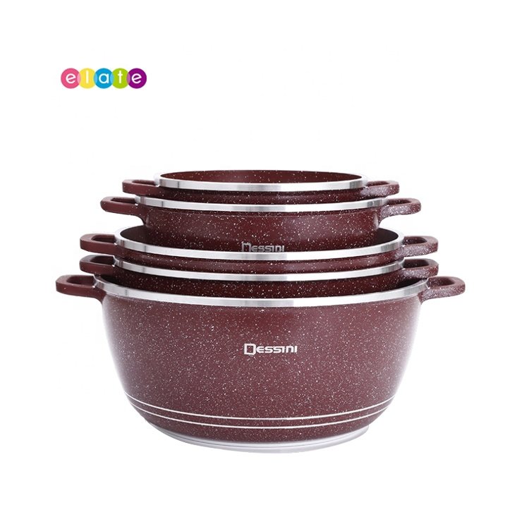 OEM Non Stick Coating Casting Aluminum Cooking Pot Set Marble Cookware Utensils Set Kitchen