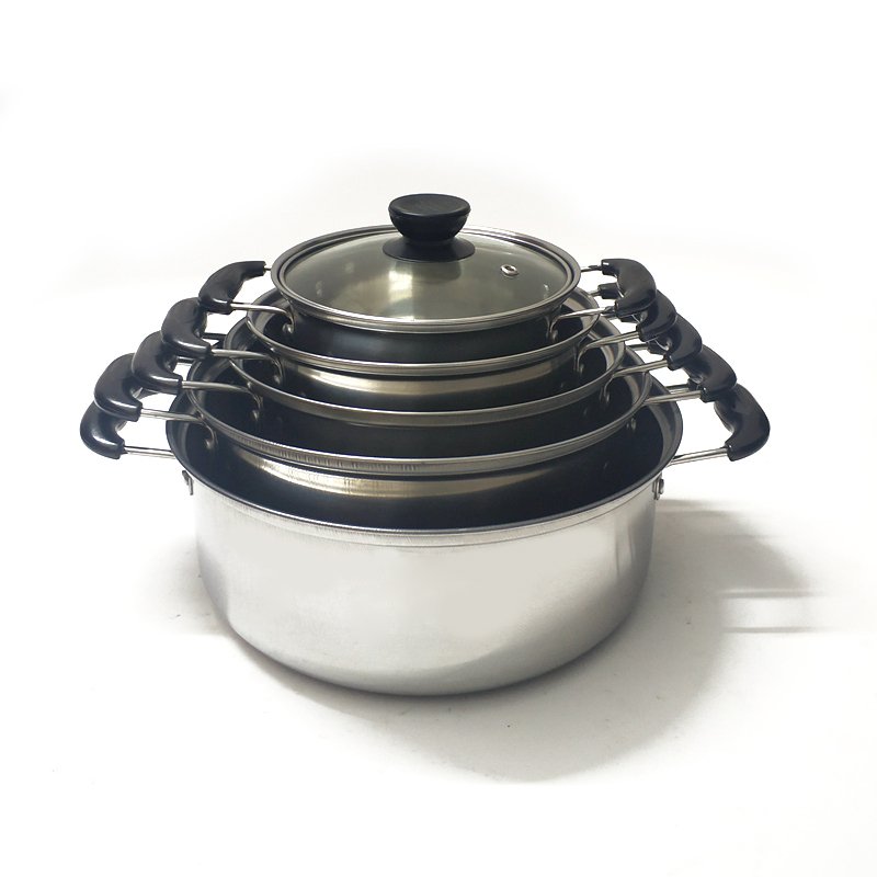 Cheap wholesale soup stock cooking pot bakelite handle 10pcs stainless steel cookware sets casserole set