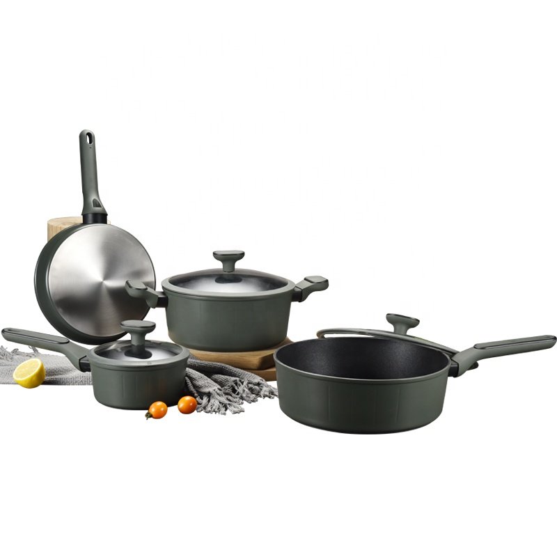New deagin forged pumpkin aluminum nonstick pans cooking cookware sets aluminium pots sets cooking cookware