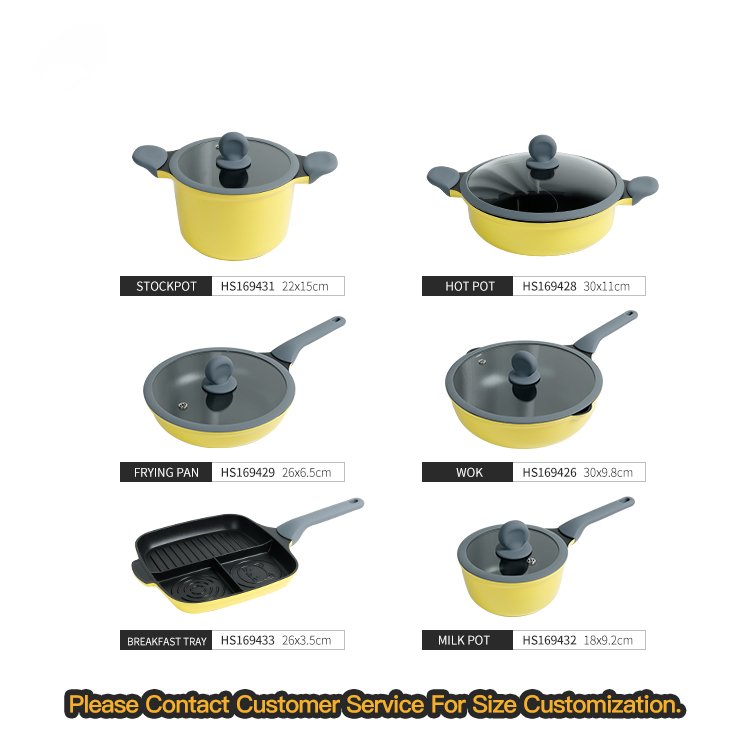 12 pieces of 304 stainless steel aluminum cooking pot can be customized pan non stick cooker set