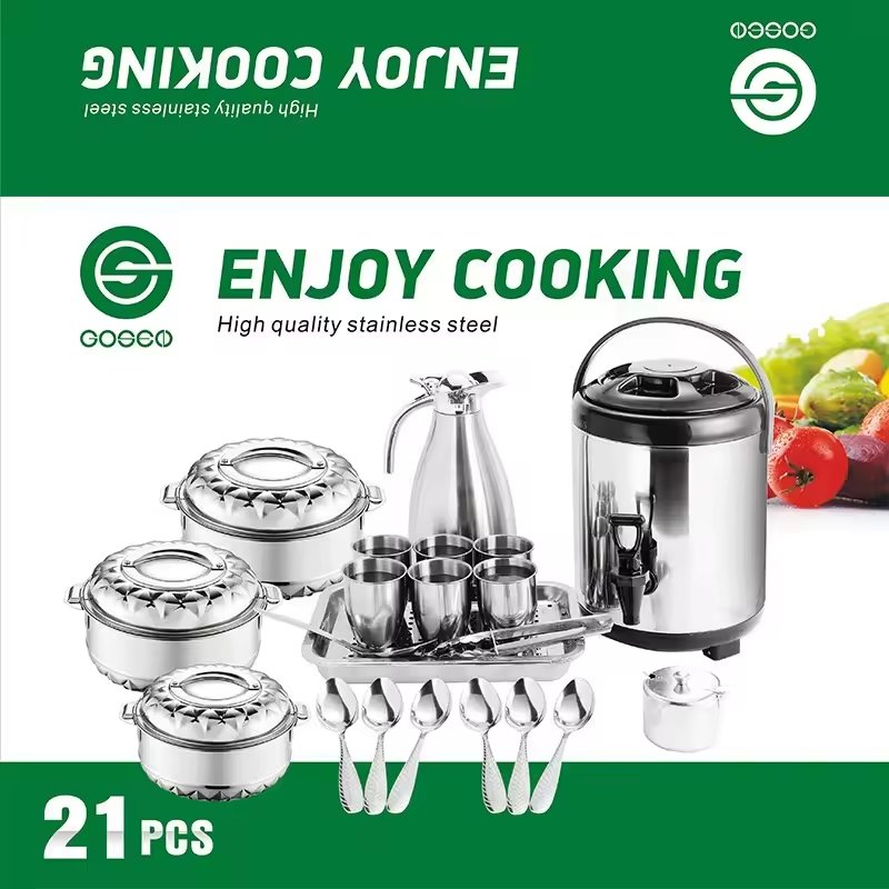 28 PCS Family Stainless Steel Pot Outdoor Cookware Set Camping Cooking Set Kitchen Soup Pot Water Kettle Coffee Lunch Box