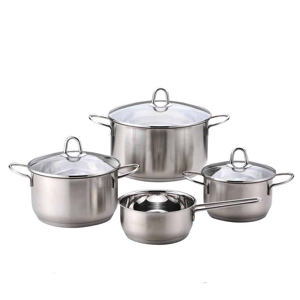 Wholesale 7 Pcs Satin Polishing Surface Steel Cooking Pot Ware Cookware Set Stainless Steel Cooking Pot Set