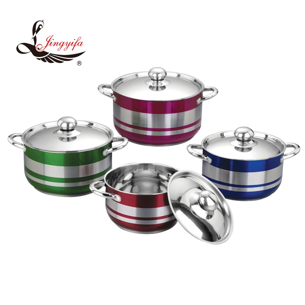 Food grade material factory price 8PCS stainless steel cookware sets cookware pot with steel handles