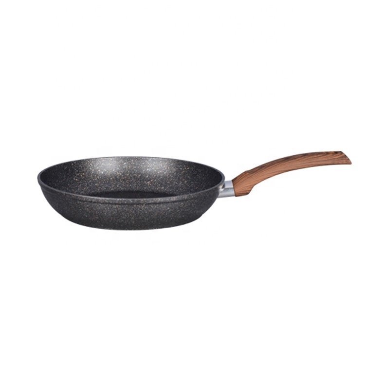 Wholesale Black Forged Aluminium Kitchen Non Stick Pot Cookware Set with Wooden soft touch handle
