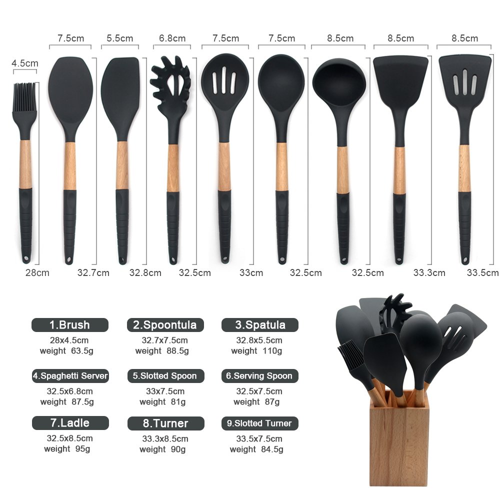 kitchen accessories home and kitchen cookware sets Holder cozinha 10pcs Silicone Cooking Tools Cooking Tool Sets