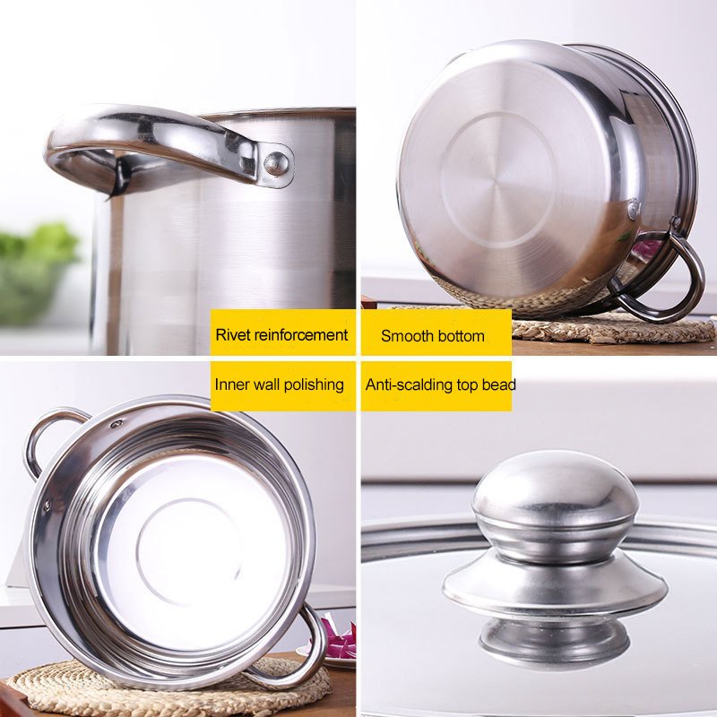 10 Piece Basic Stainless Steel Pots Home Kitchen Cookware Sets for Gas Electric Halogen Ceramic Induction Hobs