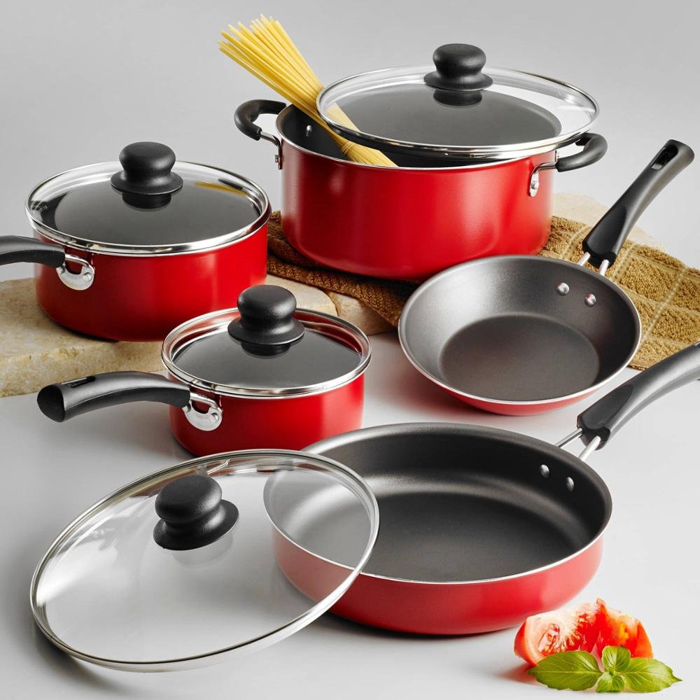 Factory customized Well Equipped Non-stick 18/10 Stainless Steel Cookware with Kitchen Utensils