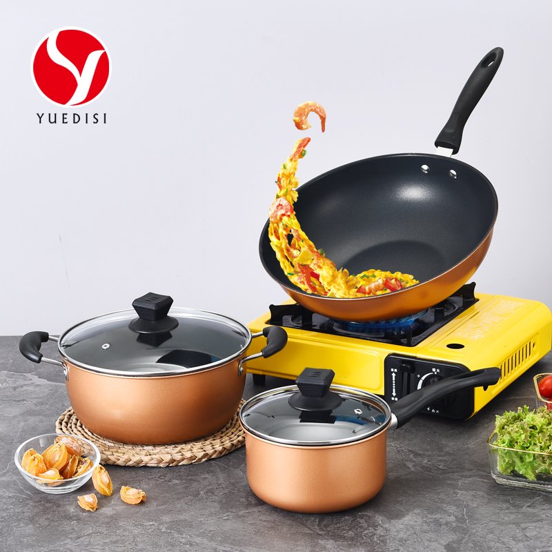 High Quality Cooking Set Three Piece Carbon Steel Kitchenware Non-Stick Cookware Set Cooking Pot