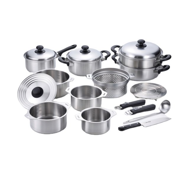 EM-026 cookware sets detachable handle cookware set stainless steel cooking pots 14pcs set