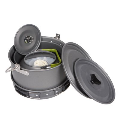 Portable Cookware Sets 5-6 people Camping Picnic Barbecue Outdoor aluminium cooking pot set
