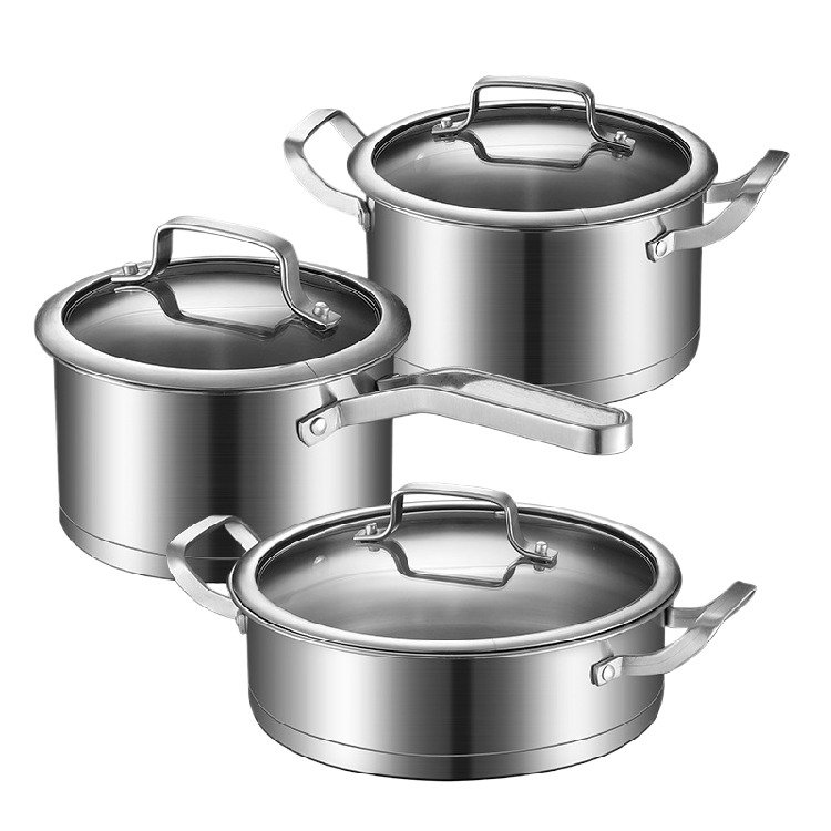 Premium Stainless Steel Cookware Set Cooking Pot Thickened Right Angle Bottom Frying Pan StirFry Pot Stainless Steel Cooking Pot