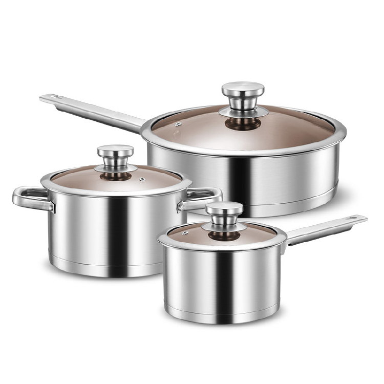 Premium Stainless Steel Cookware Set Cooking Pot Thickened Right Angle Bottom Frying Pan StirFry Pot Stainless Steel Cooking Pot