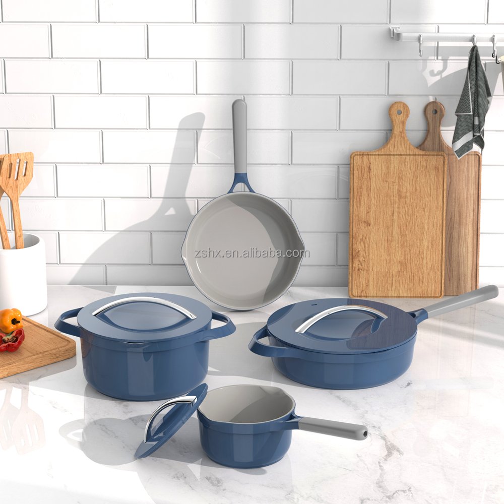 7pcs Cookware Sets Ceramic Coating Die-Casting Aluminum Alloy Non stick Cooking Pan Pot Factory wholesale customized acceptable
