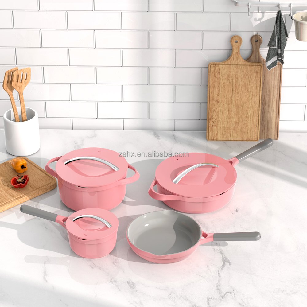 7pcs Cookware Sets Ceramic Coating Die-Casting Aluminum Alloy Non stick Cooking Pan Pot Factory wholesale customized acceptable