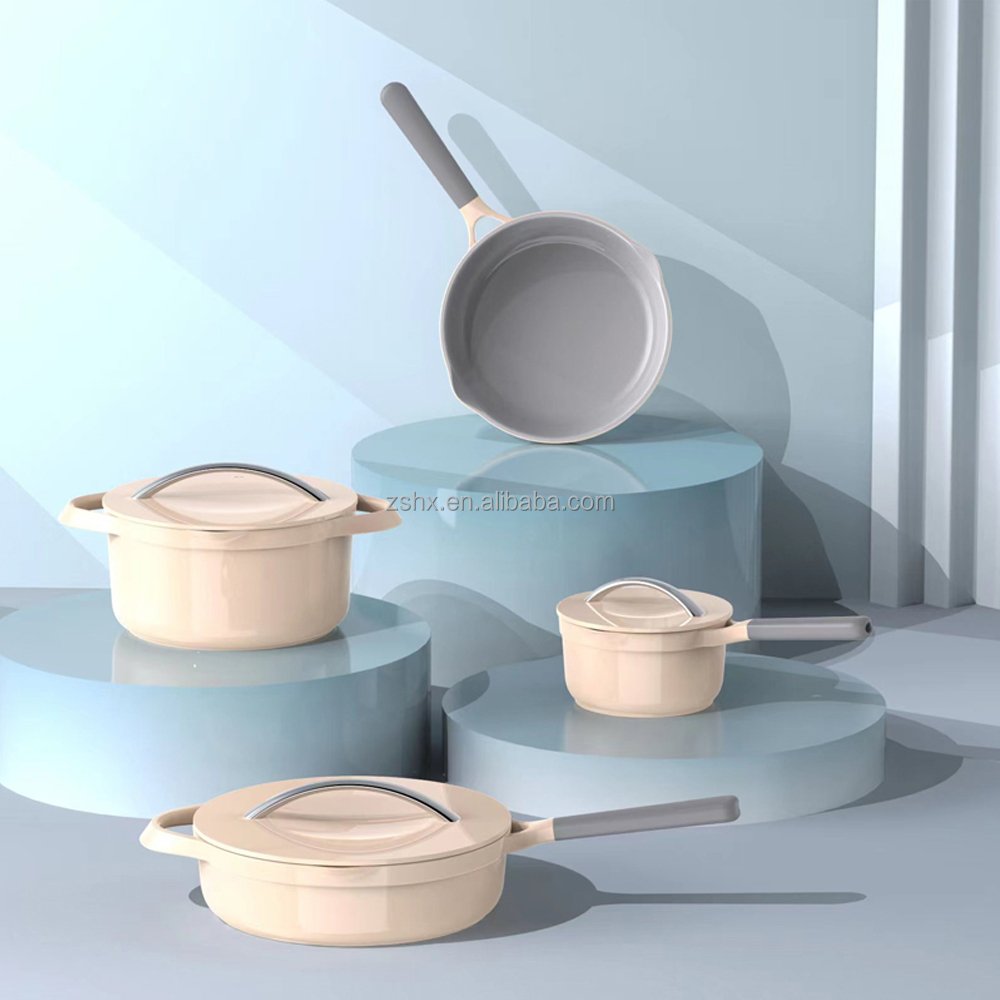 7pcs Cookware Sets Ceramic Coating Die-Casting Aluminum Alloy Non stick Cooking Pan Pot Factory wholesale customized acceptable