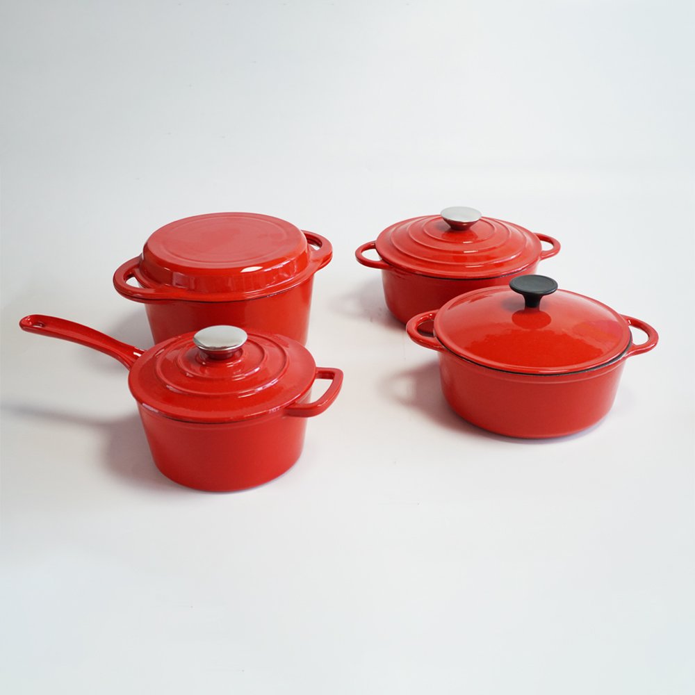 Chuihua Home kitchen enamel coated polished cast iron non stick cooking pots cookware set casseroles Low MOQ soup stock pot