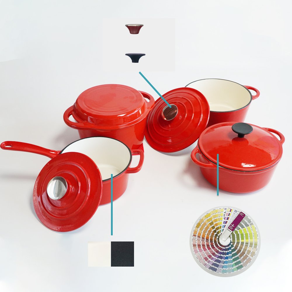 Chuihua Home kitchen enamel coated polished cast iron non stick cooking pots cookware set casseroles Low MOQ soup stock pot