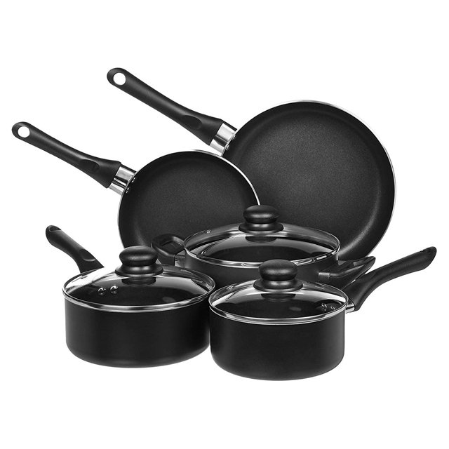 Aluminum nonstick Cookware Sets with bakelite handle in black color