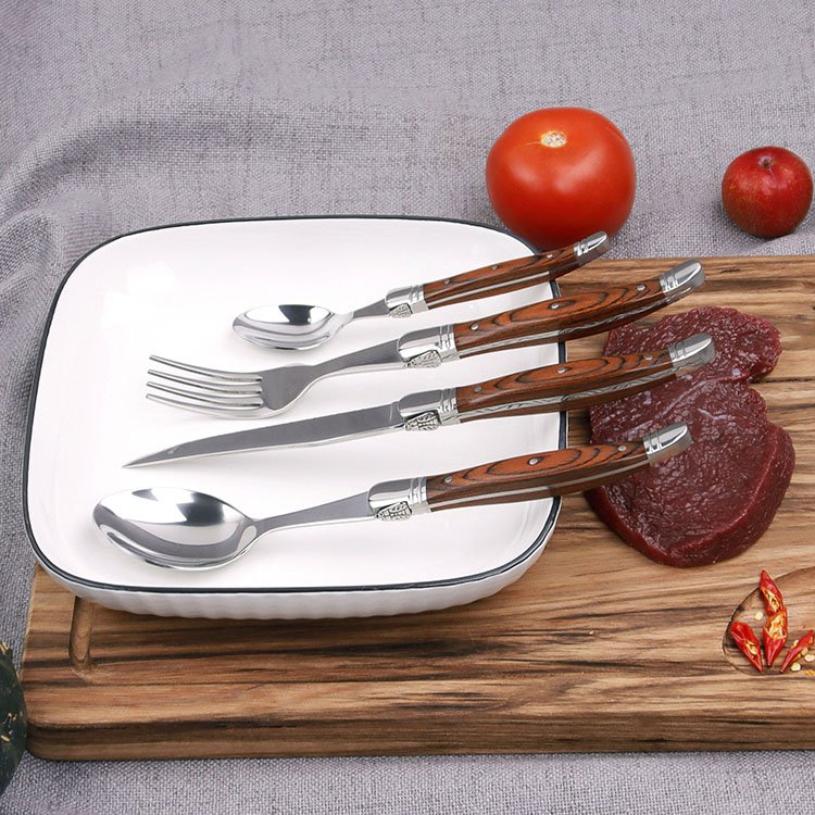 Professional Kitchen Cutlery Serrated Steak Knives spoons and forks laguiole steak knife set