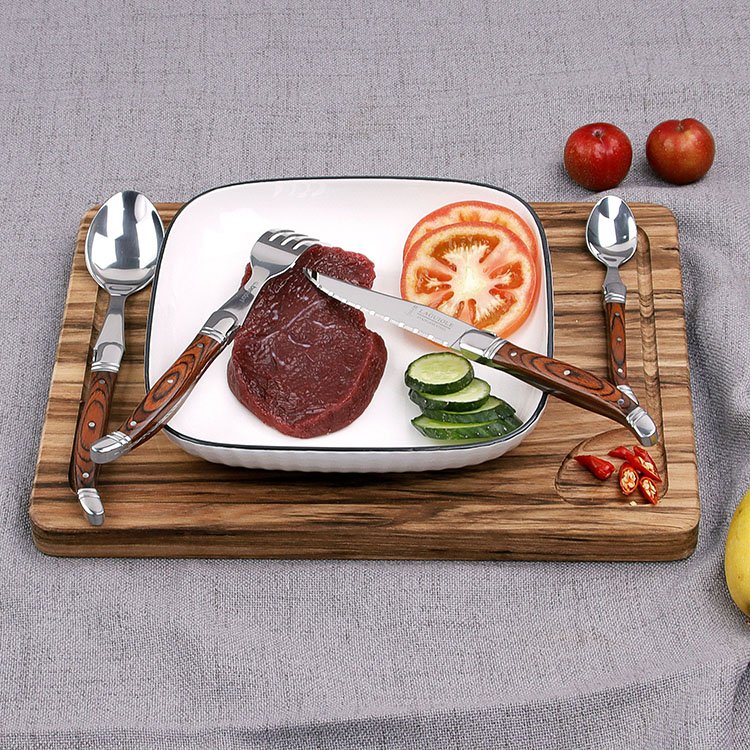 Professional Kitchen Cutlery Serrated Steak Knives spoons and forks laguiole steak knife set